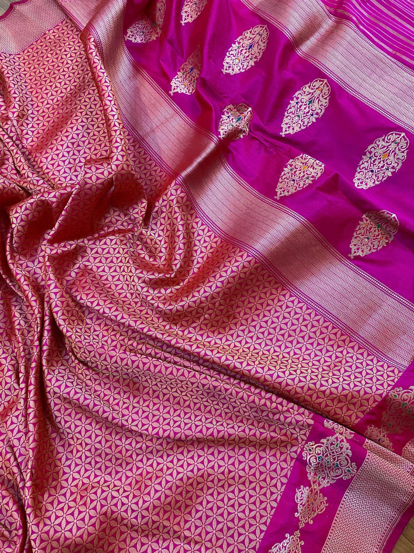 Pink Pure Banarasi Katan Silk Handloom Saree by Shades Of Benares - banarasi - banarasi saree shop