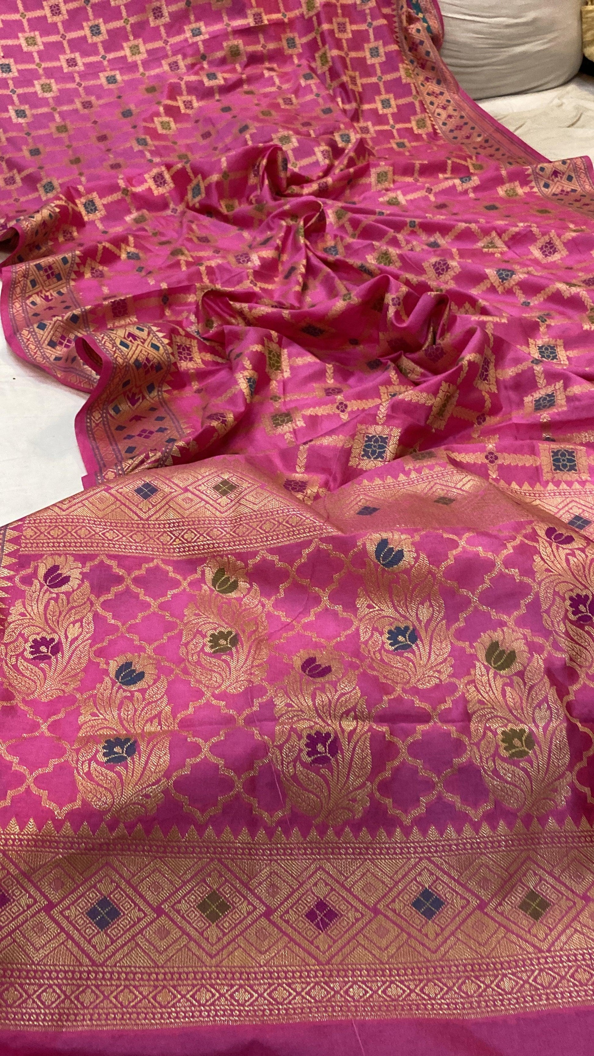 Pink Katan Soft Silk Handloom Banarasi Saree by Shades Of Benares - banarasi - banarasi saree shop