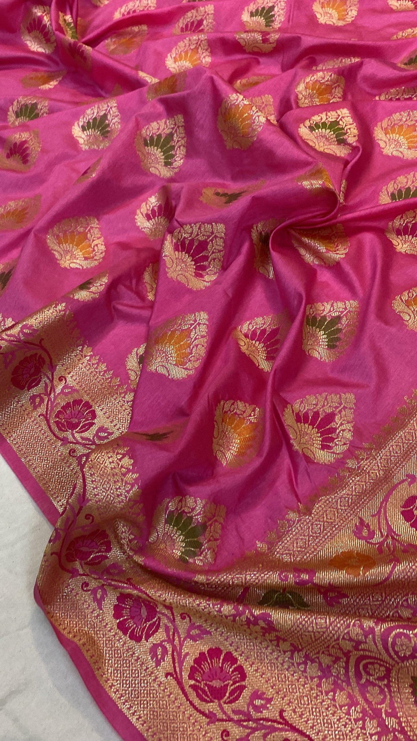 Pink Katan Soft Silk Handloom Banarasi Saree by Shades Of Benares - banarasi - banarasi saree shop