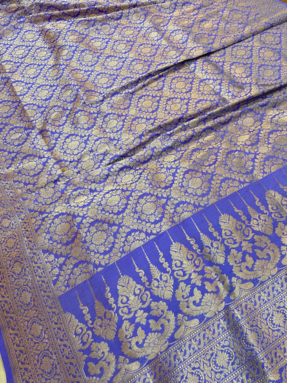 Purple Pure Banarasi Katan Silk Handloom Saree by Shades Of Benares - banarasi - banarasi saree shop