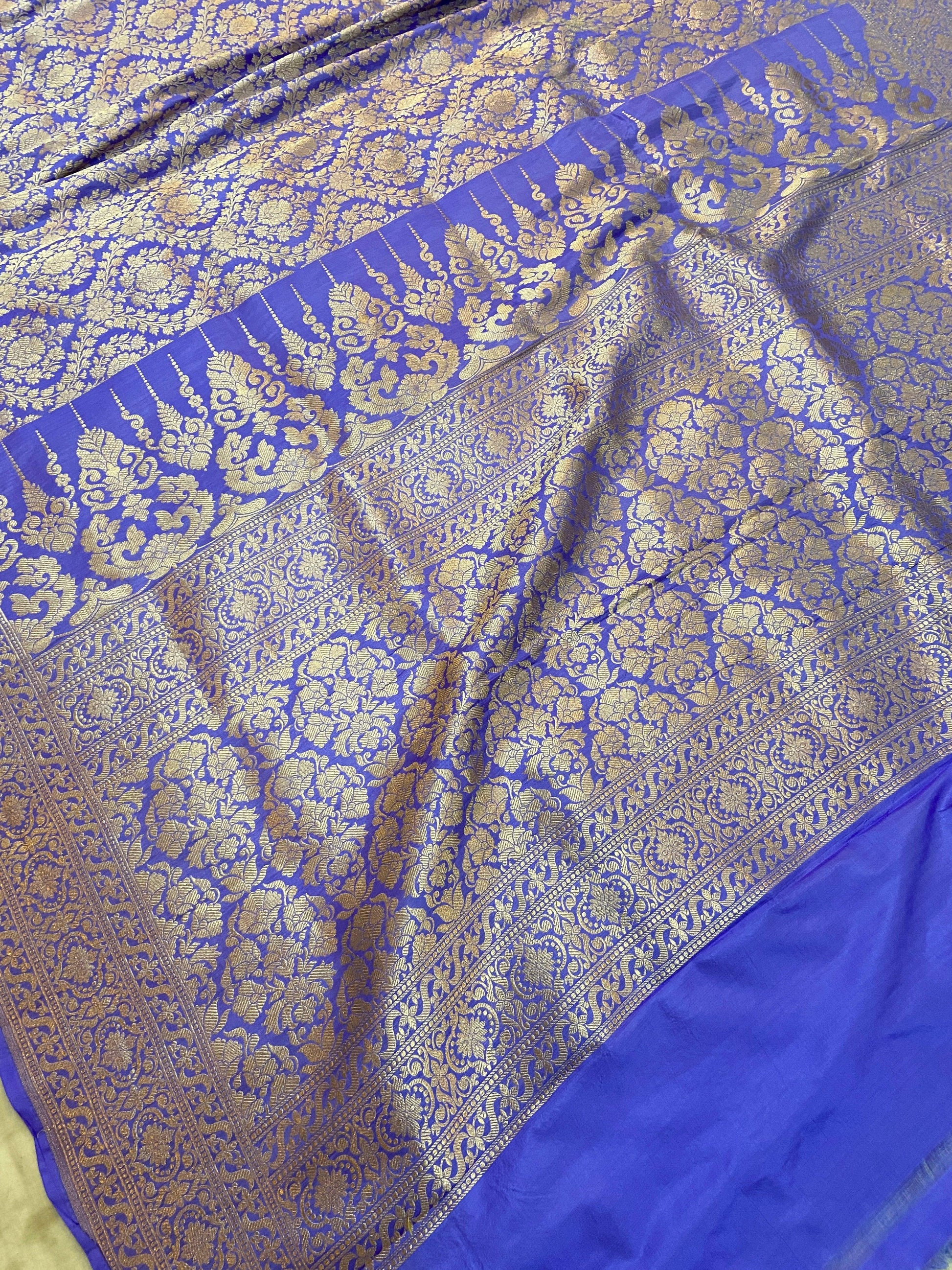 Purple Pure Banarasi Katan Silk Handloom Saree by Shades Of Benares - banarasi - banarasi saree shop