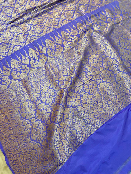 Purple Pure Banarasi Katan Silk Handloom Saree by Shades Of Benares - banarasi - banarasi saree shop