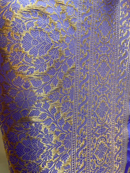 Purple Pure Banarasi Katan Silk Handloom Saree by Shades Of Benares - banarasi - banarasi saree shop