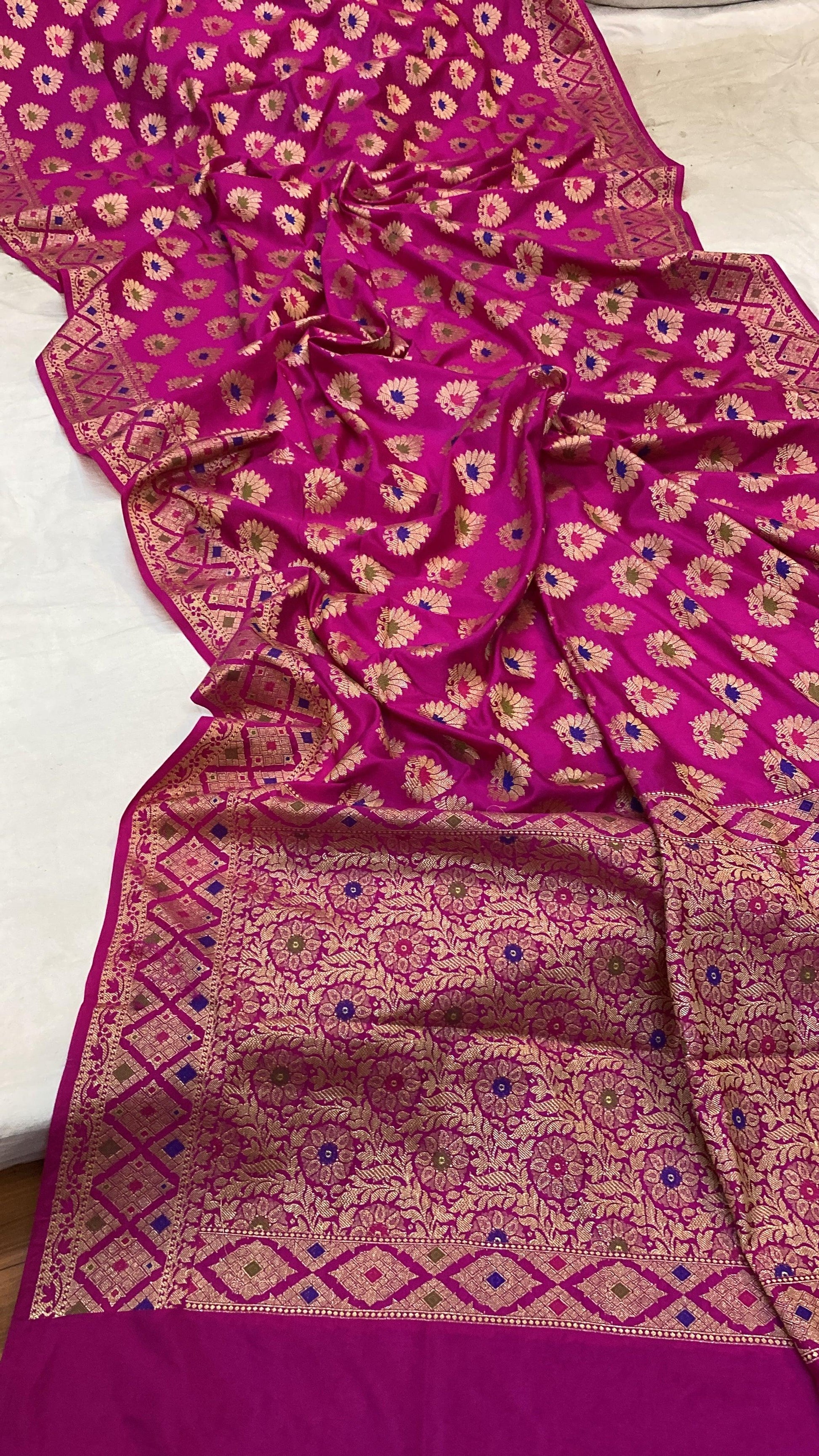 Pink Katan Soft Silk Handloom Banarasi Saree by Shades Of Benares - banarasi - banarasi saree shop