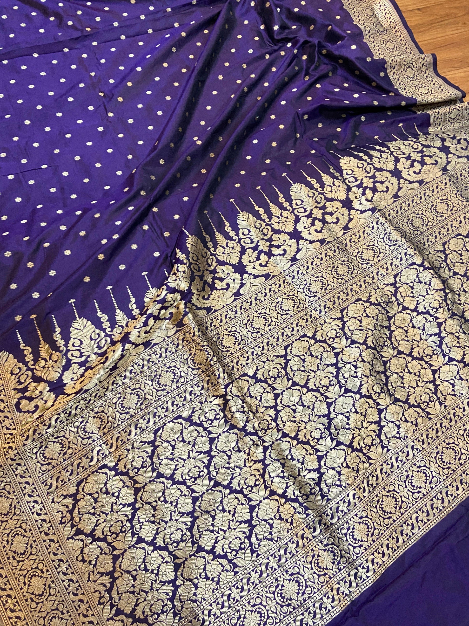 Purple Pure Banarasi Katan Silk Handloom Saree by Shades Of Benares - banarasi - banarasi saree shop