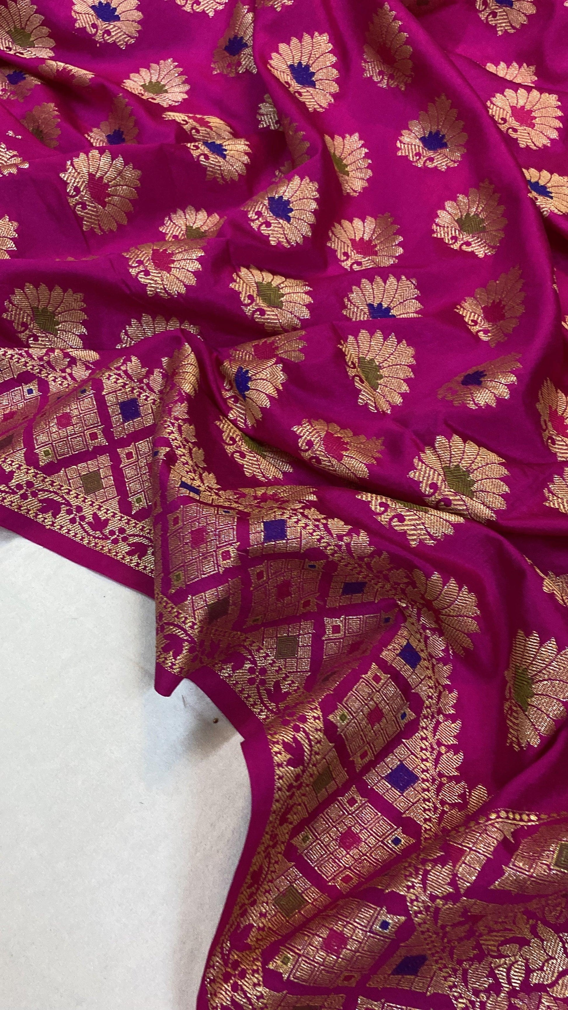 Pink Katan Soft Silk Handloom Banarasi Saree by Shades Of Benares - banarasi - banarasi saree shop