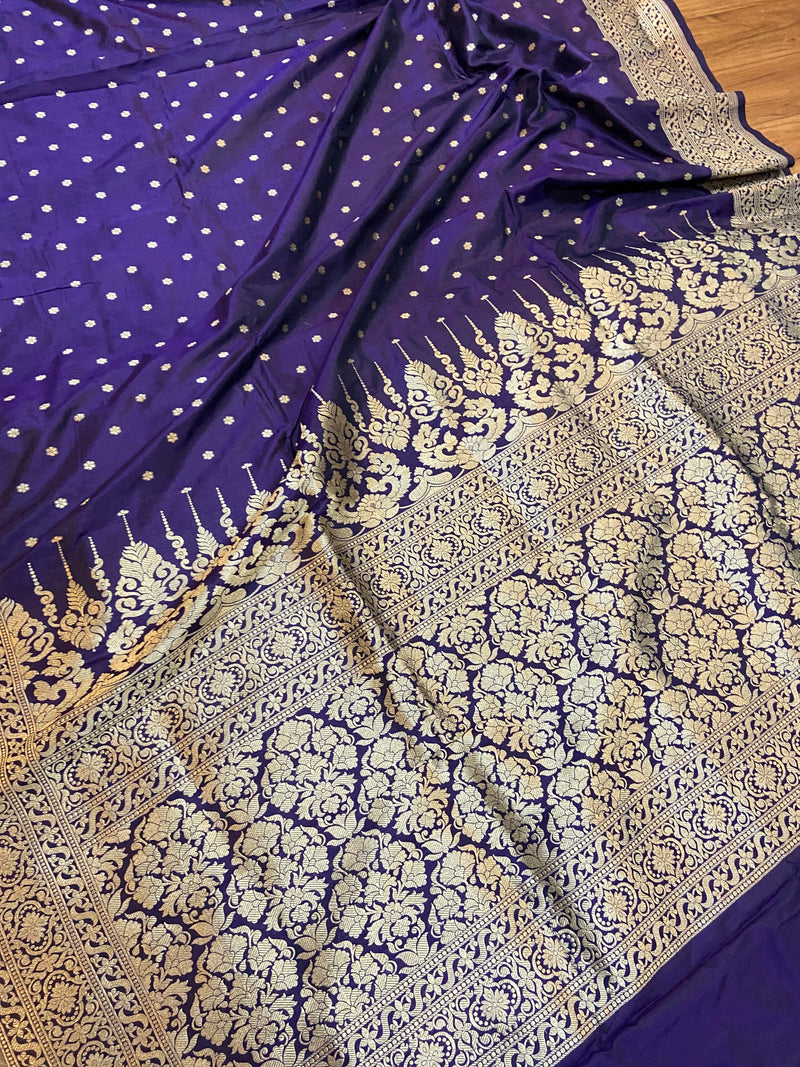 Purple Pure Banarasi Katan Silk Handloom Saree - Shades Of Benares