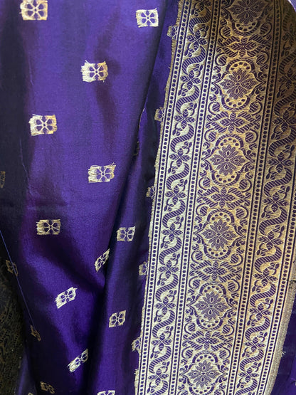 Purple Pure Banarasi Katan Silk Handloom Saree by Shades Of Benares - banarasi - banarasi saree shop