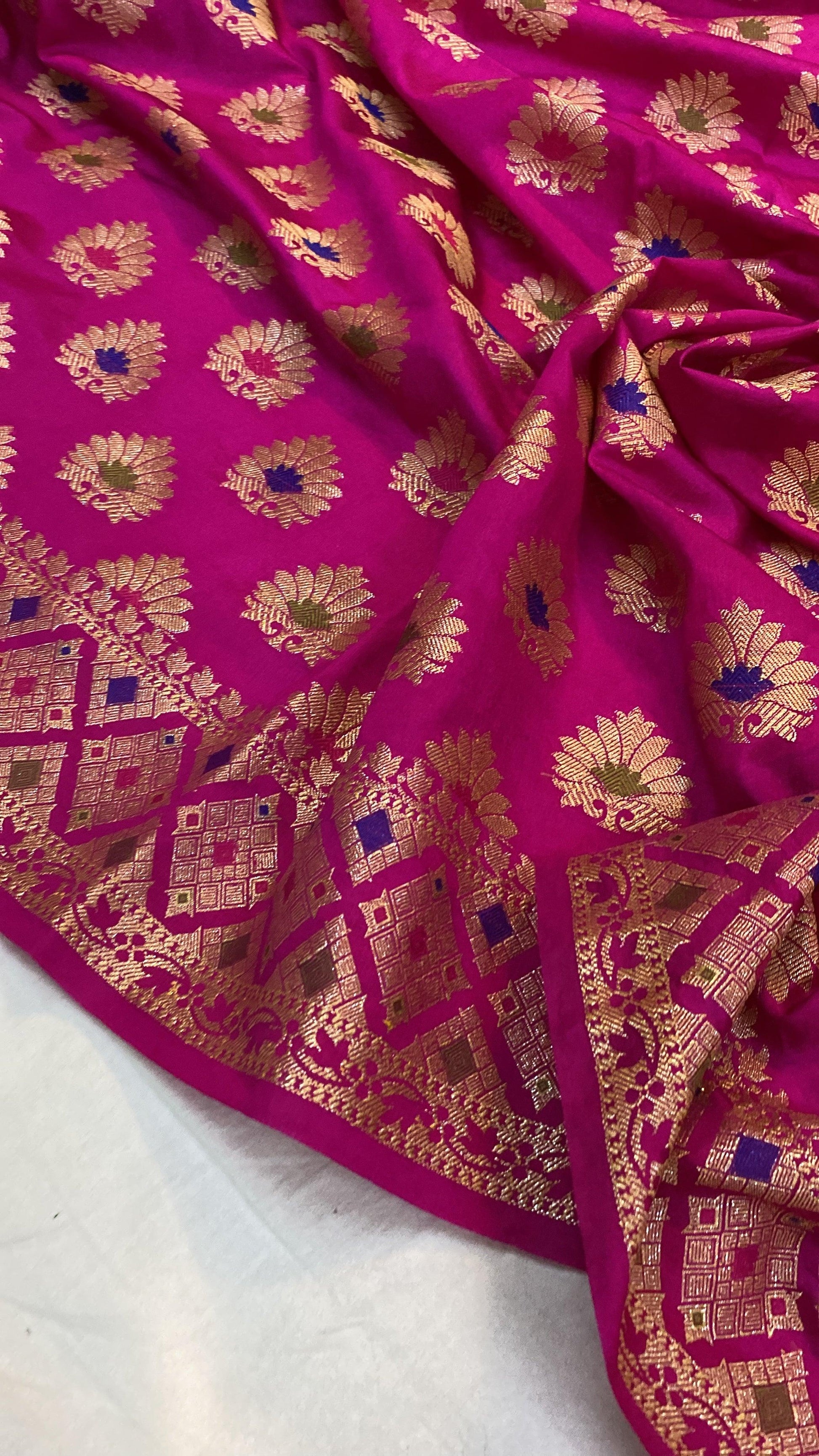 Pink Katan Soft Silk Handloom Banarasi Saree by Shades Of Benares - banarasi - banarasi saree shop