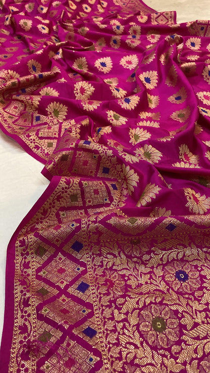 Pink Katan Soft Silk Handloom Banarasi Saree by Shades Of Benares - banarasi - banarasi saree shop