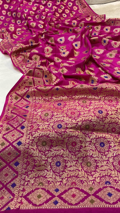 Pink Katan Soft Silk Handloom Banarasi Saree by Shades Of Benares - banarasi - banarasi saree shop