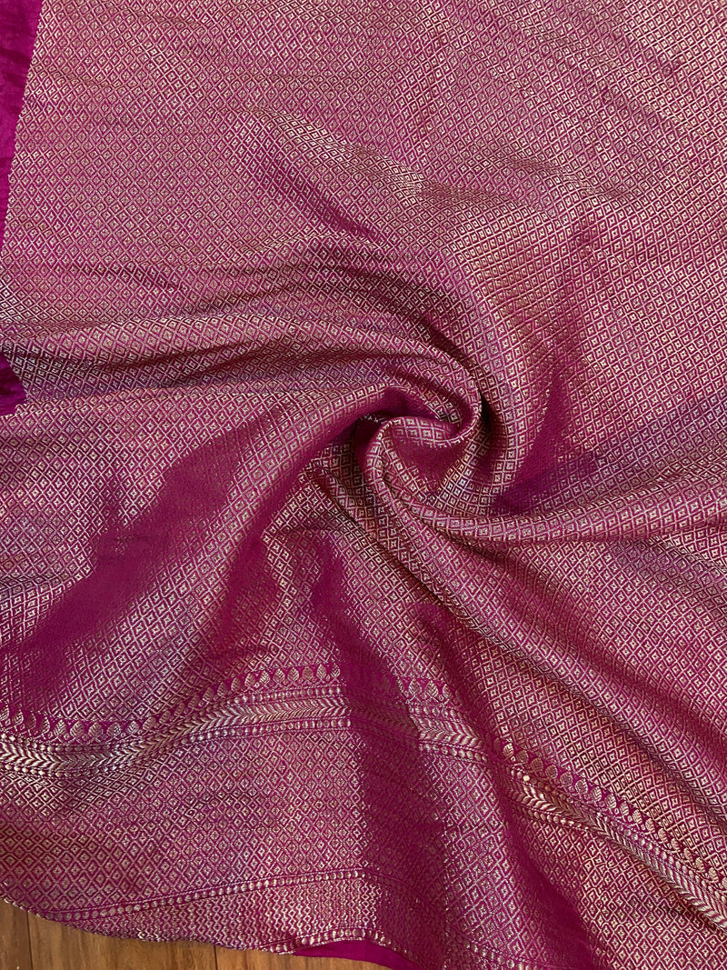 Creme Pure Banarasi Tussar silk handloom Khaddi saree with blouse piece
