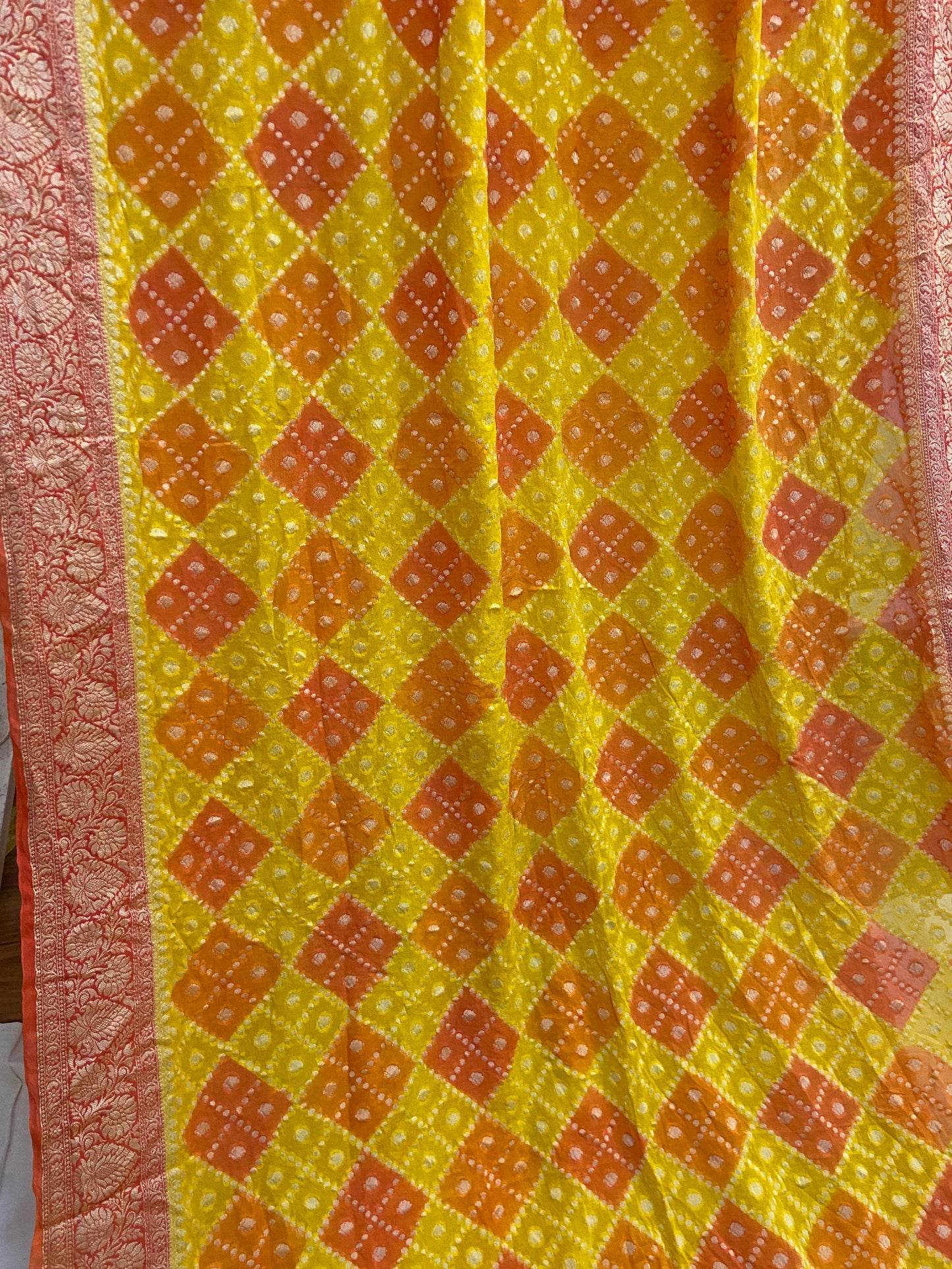 Yellow Pure Banarasi Khaddi Georgette Handloom Saree - Rangkaat by Shades Of Benares - banarasi - banarasi saree shop