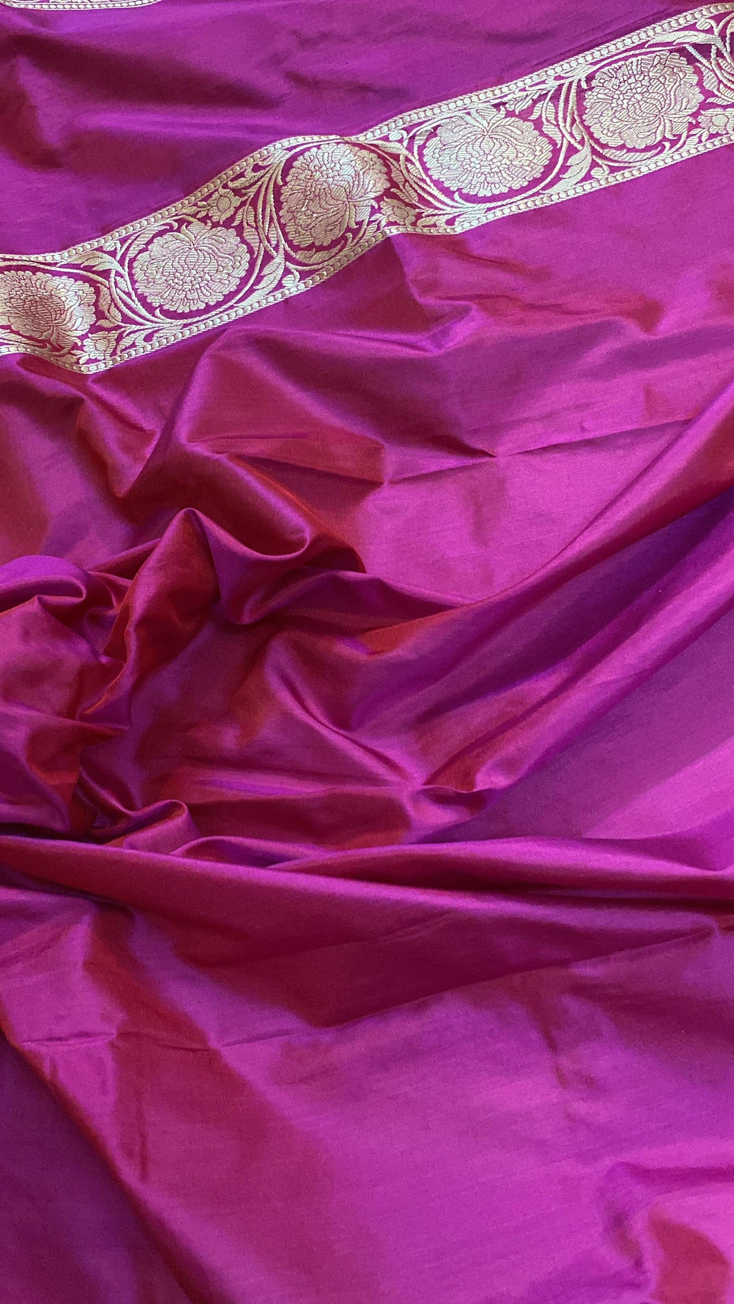 Magenta Pure Banarasi Katan Silk Handloom Saree by Shades Of Benares - banarasi - banarasi saree shop