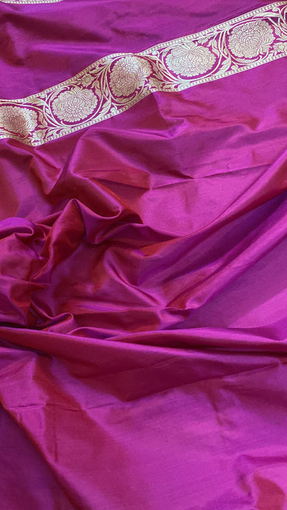 Magenta Pure Banarasi Katan Silk Handloom Saree by Shades Of Benares - banarasi - banarasi saree shop