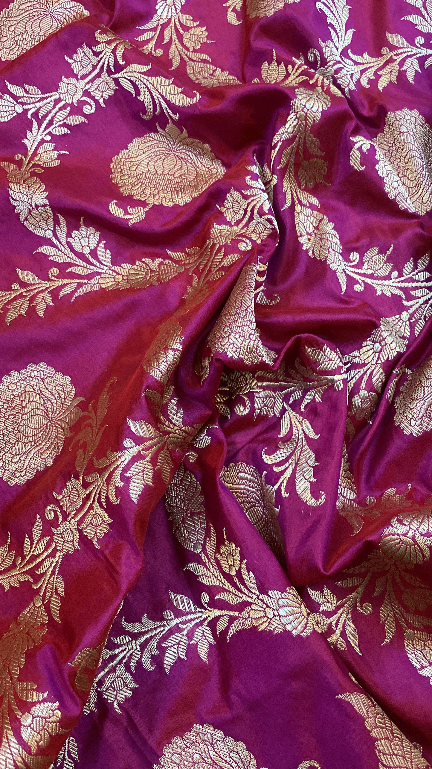 Magenta Pure Banarasi Katan Silk Handloom Saree by Shades Of Benares - banarasi - banarasi saree shop