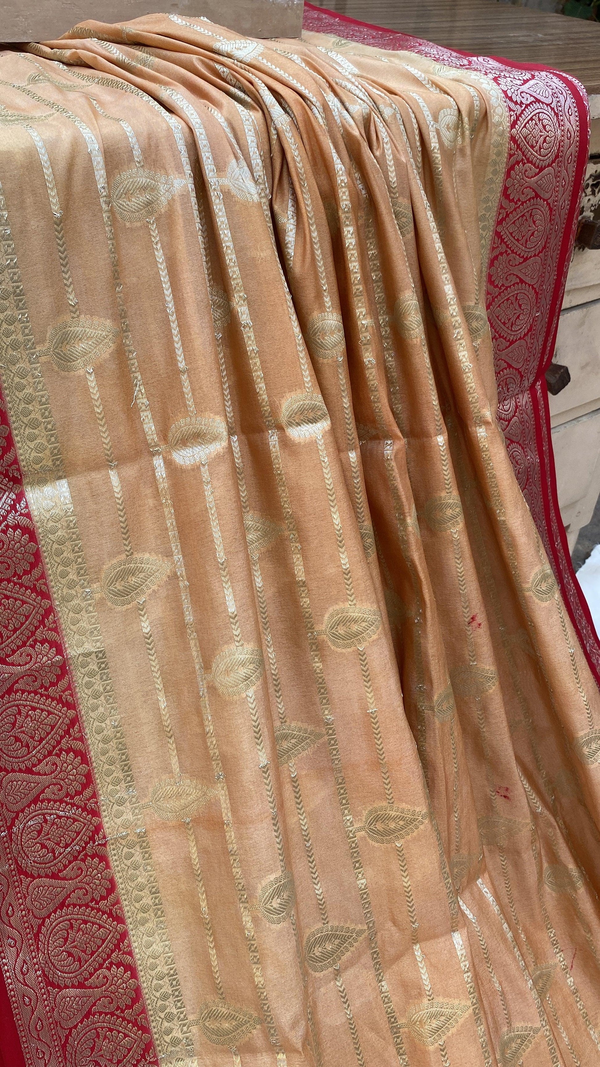 Creme Handloom Katan Soft Silk Banarasi Saree by Shades Of Benares - banarasi - banarasi saree shop