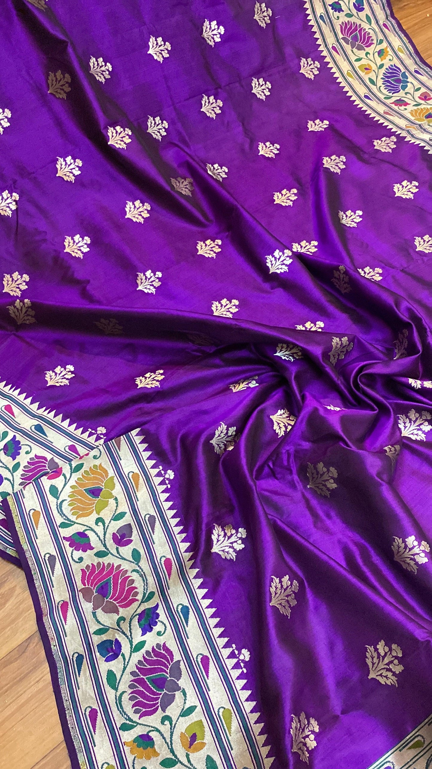 Purple Pure Banarasi Katan Silk Handloom Kadhwa Paithani Saree by Shades Of Benares - banarasi - banarasi saree shop