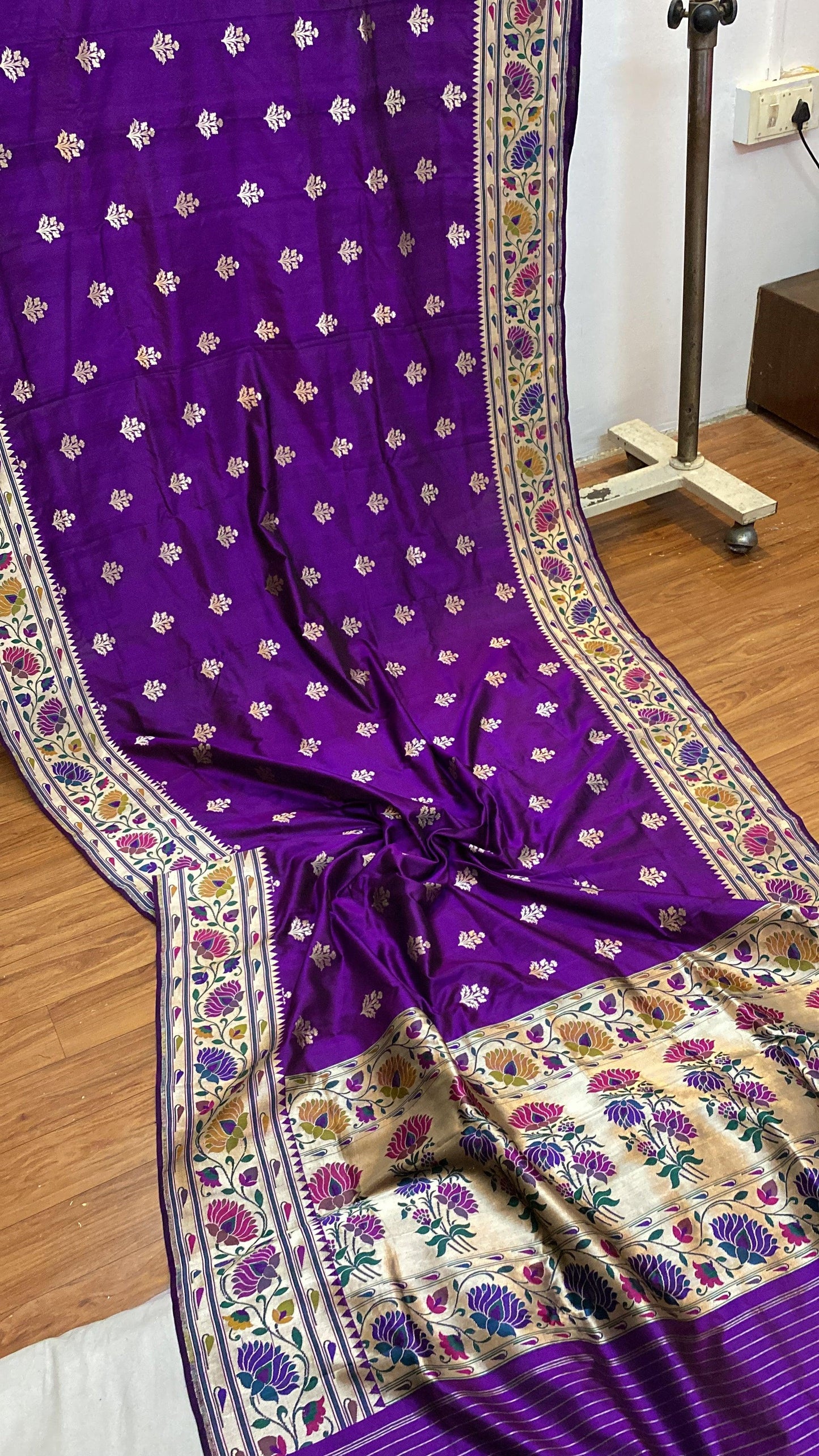 Purple Pure Banarasi Katan Silk Handloom Kadhwa Paithani Saree by Shades Of Benares - banarasi - banarasi saree shop