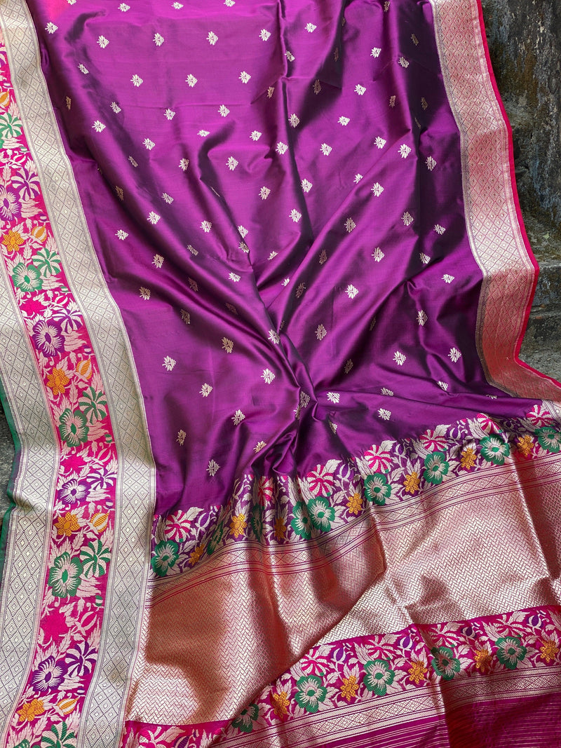 Pure Banarasi Katan Silk Handloom SareeMSK01w - Shades Of Benares