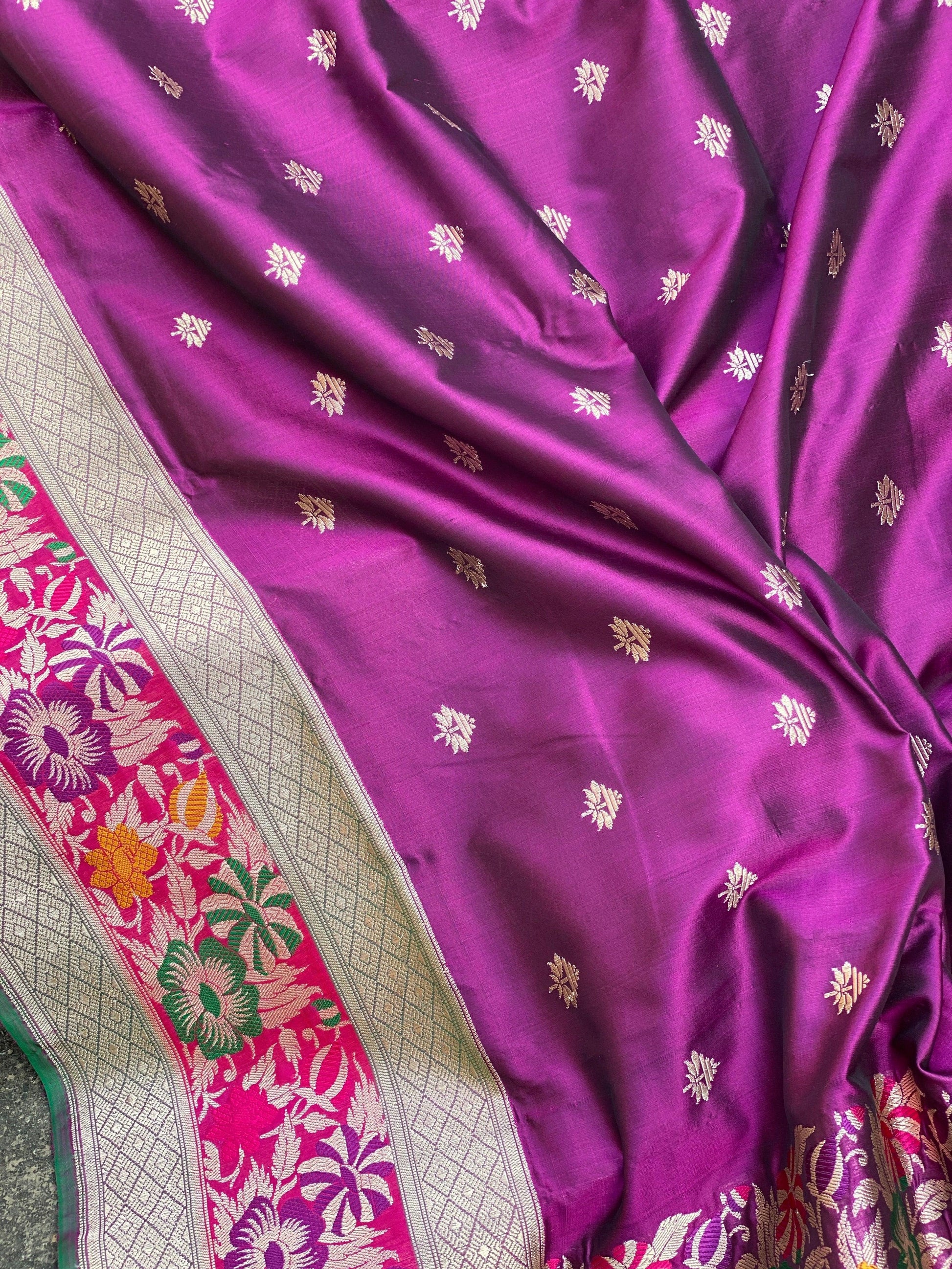 Pure Banarasi Katan Silk Handloom SareeMSK01w by Shades Of Benares - banarasi - banarasi saree shop