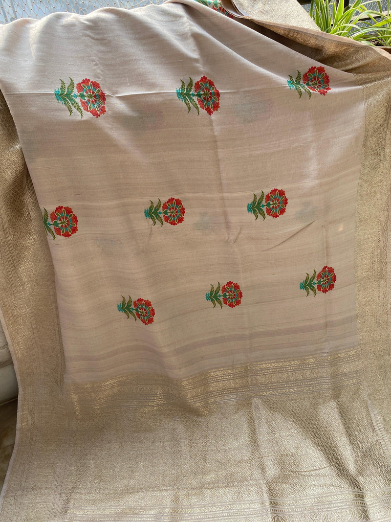 Pure Banarasi Tussar Silk Handloom Khaddi SareeMSK01AC by Shades Of Benares - banarasi - banarasi saree shop
