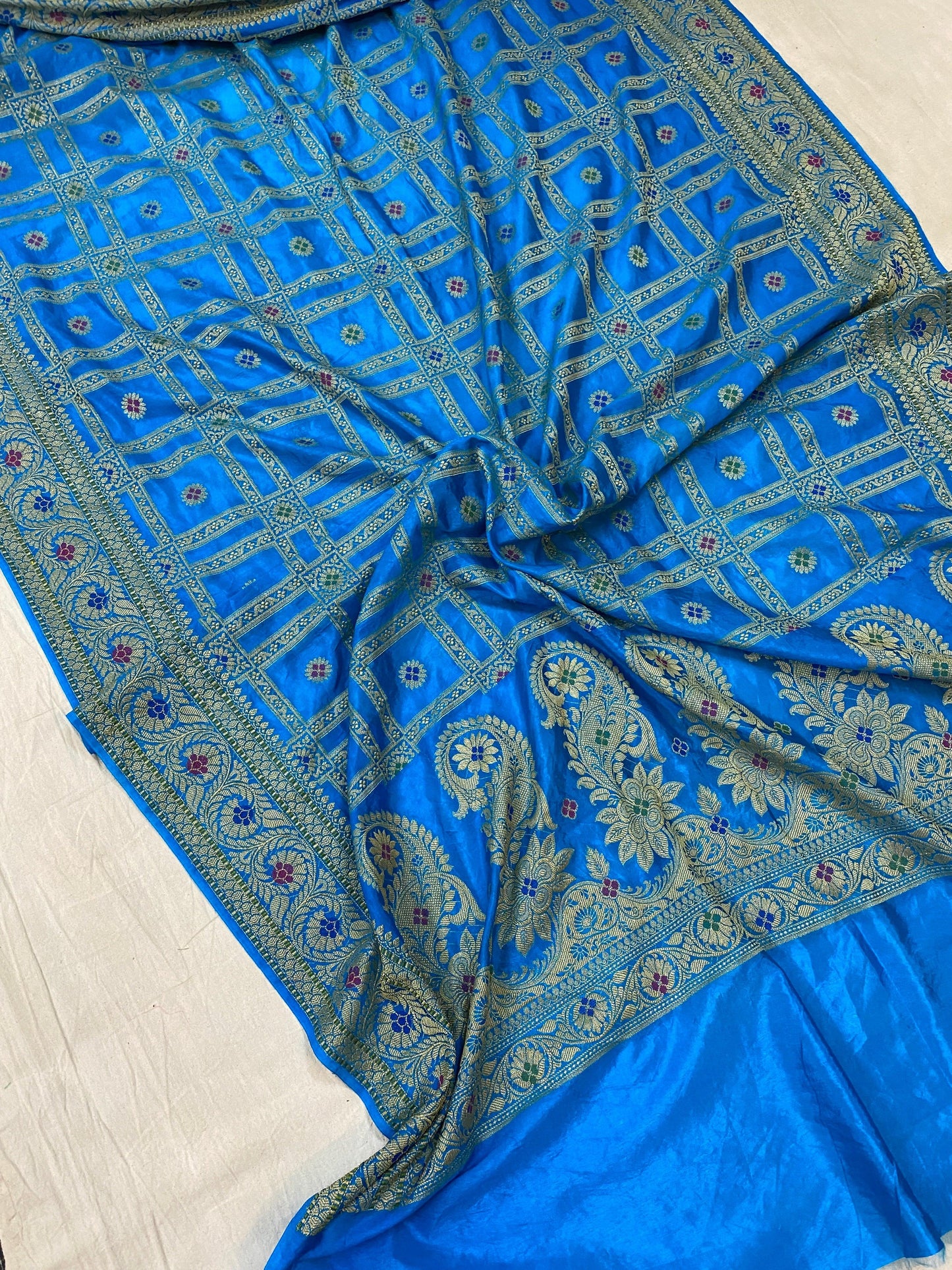 Blue Banarasi Katan Soft Silk Handloom Saree by Shades Of Benares - banarasi - banarasi saree shop