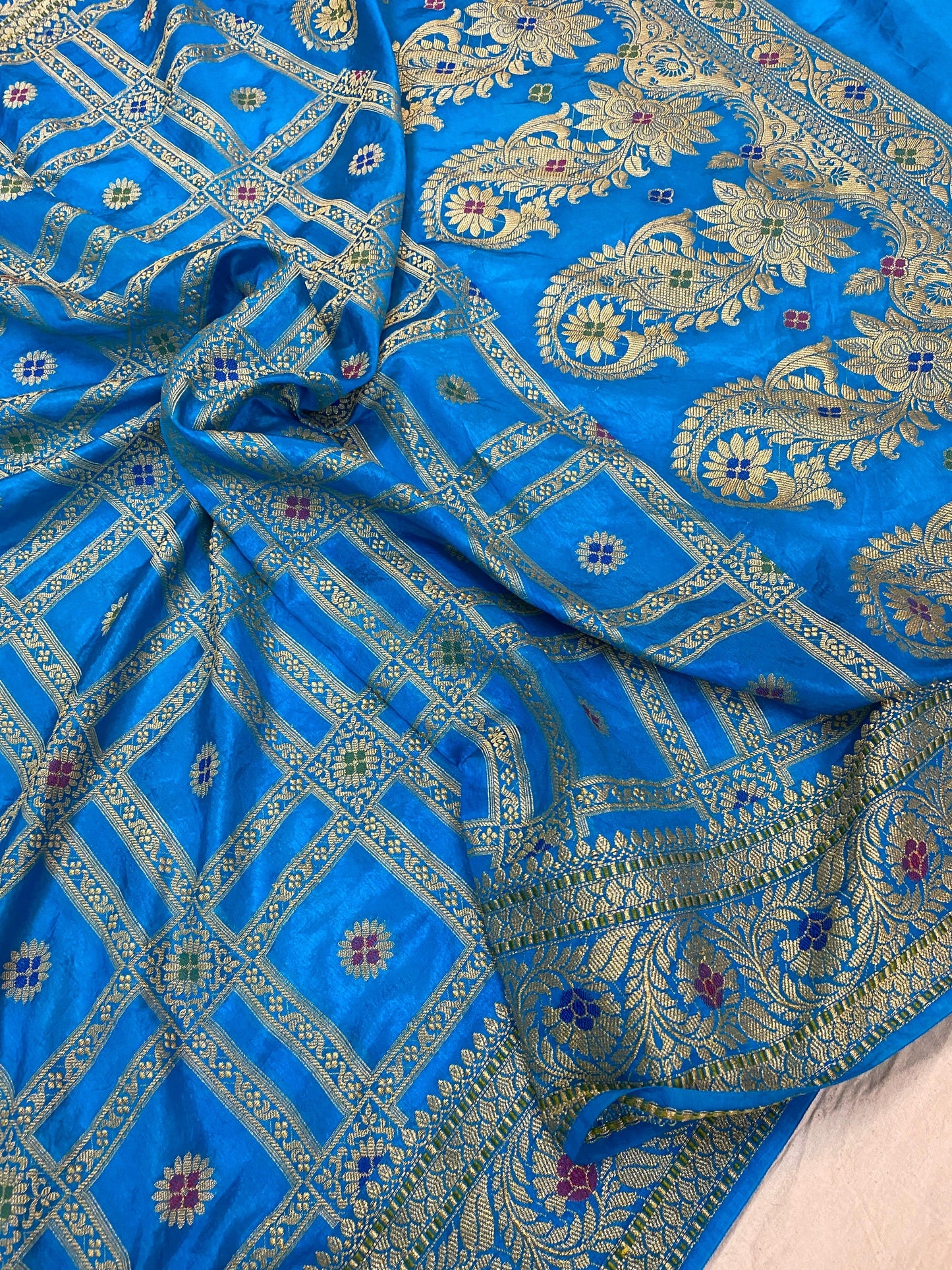 Blue Banarasi Katan Soft Silk Handloom Saree by Shades Of Benares - banarasi - banarasi saree shop