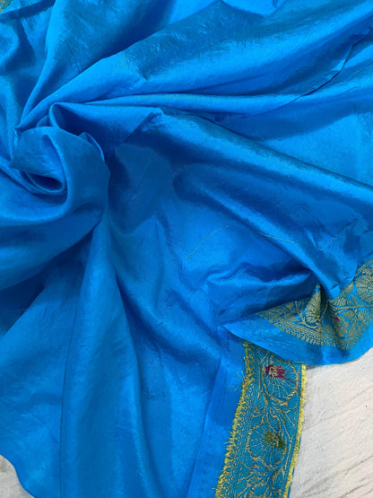 Blue Banarasi Katan Soft Silk Handloom Saree by Shades Of Benares - banarasi - banarasi saree shop