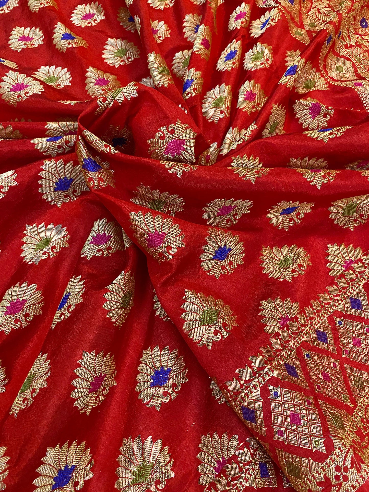 Red Banarasi Katan Soft Silk Handloom Saree by Shades Of Benares - banarasi - banarasi saree shop