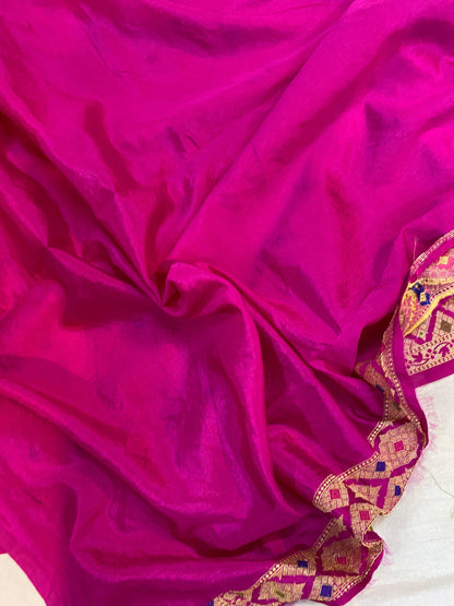 Pink Banarasi Katan Soft Silk Handloom Saree by Shades Of Benares - banarasi - banarasi saree shop