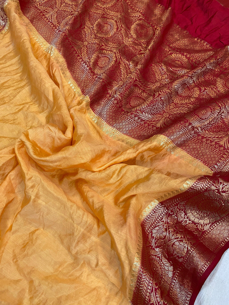 Creme Pure Banarasi Katan Silk Handloom Saree - Kadhwa Border & Pallu by Shades Of Benares - banarasi - banarasi saree shop