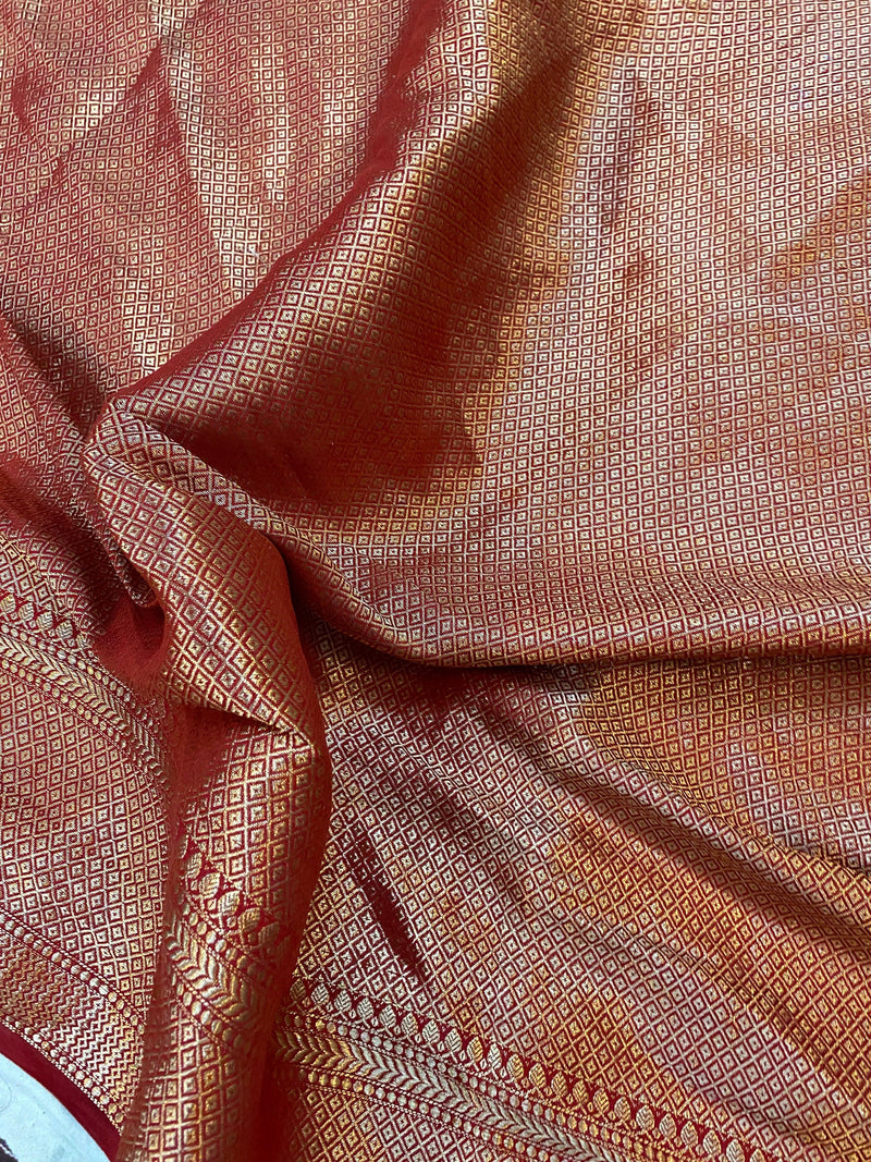 Creme Pure Banarasi Katan Silk Handloom Saree - Kadhwa Border & Pallu by Shades Of Benares - banarasi - banarasi saree shop