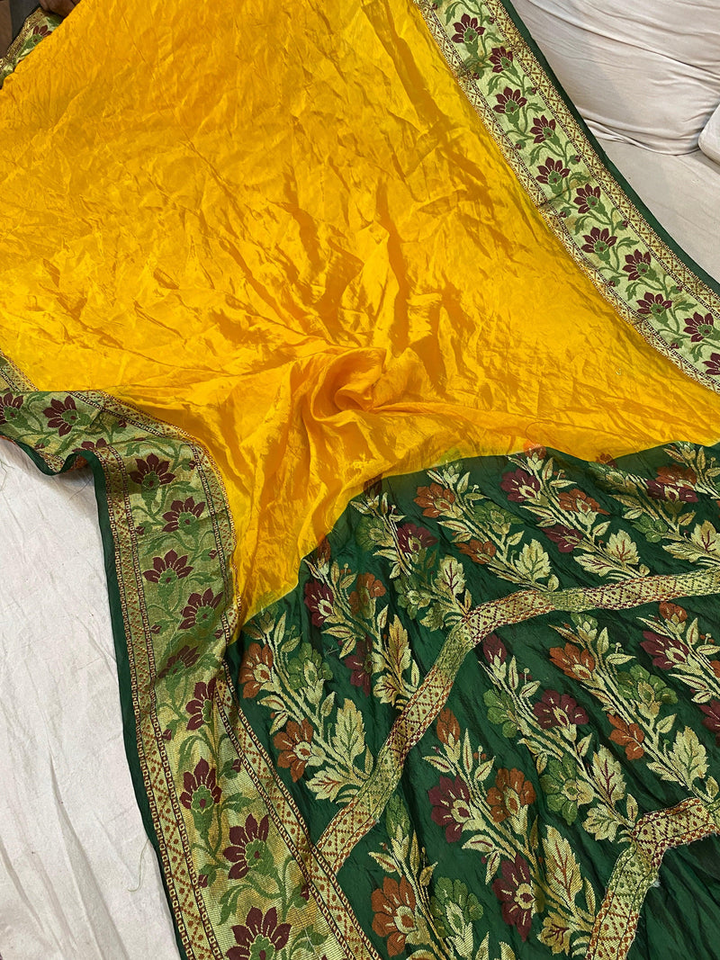 Yellow Pure Banarasi Katan Silk Handloom Saree - Kadhwa Border & Pallu by Shades Of Benares - banarasi - banarasi saree shop