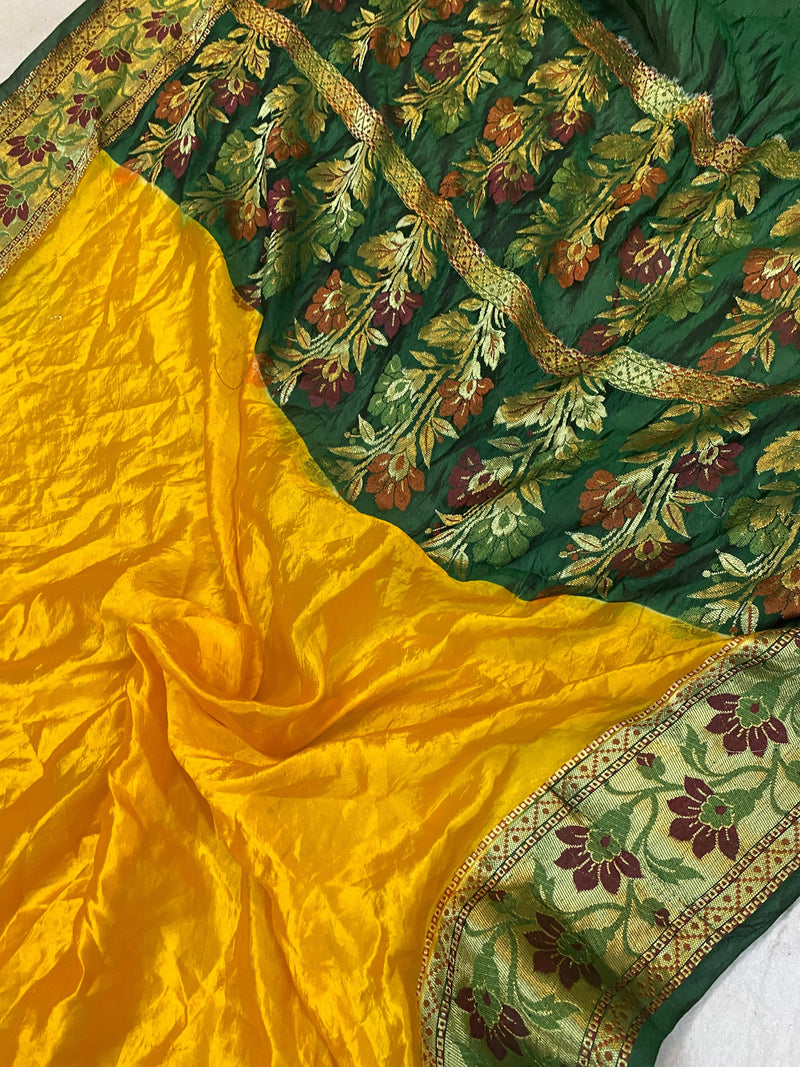 Yellow Pure Banarasi Katan Silk Handloom Saree - Kadhwa Border & Pallu by Shades Of Benares - banarasi - banarasi saree shop