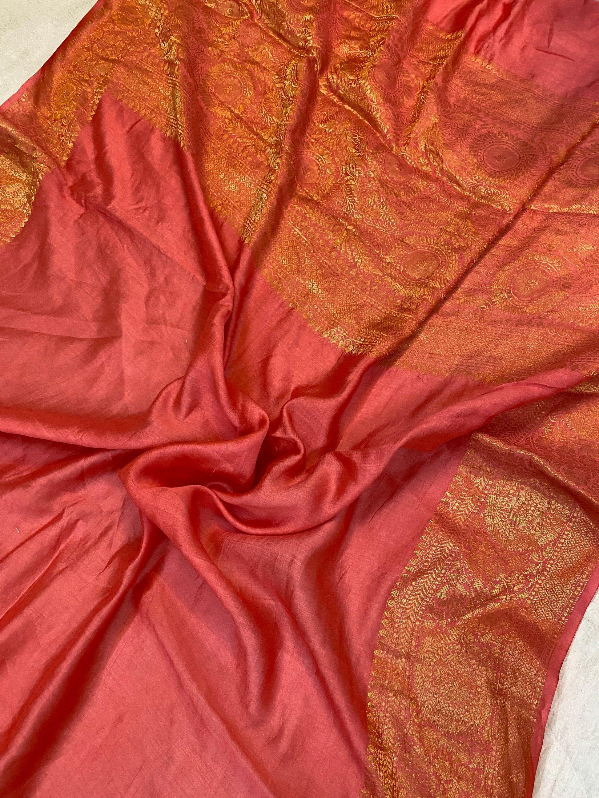 Pink Pure Banarasi Katan Silk Handloom Saree - Kadhwa Border & Pallu by Shades Of Benares - banarasi - banarasi saree shop