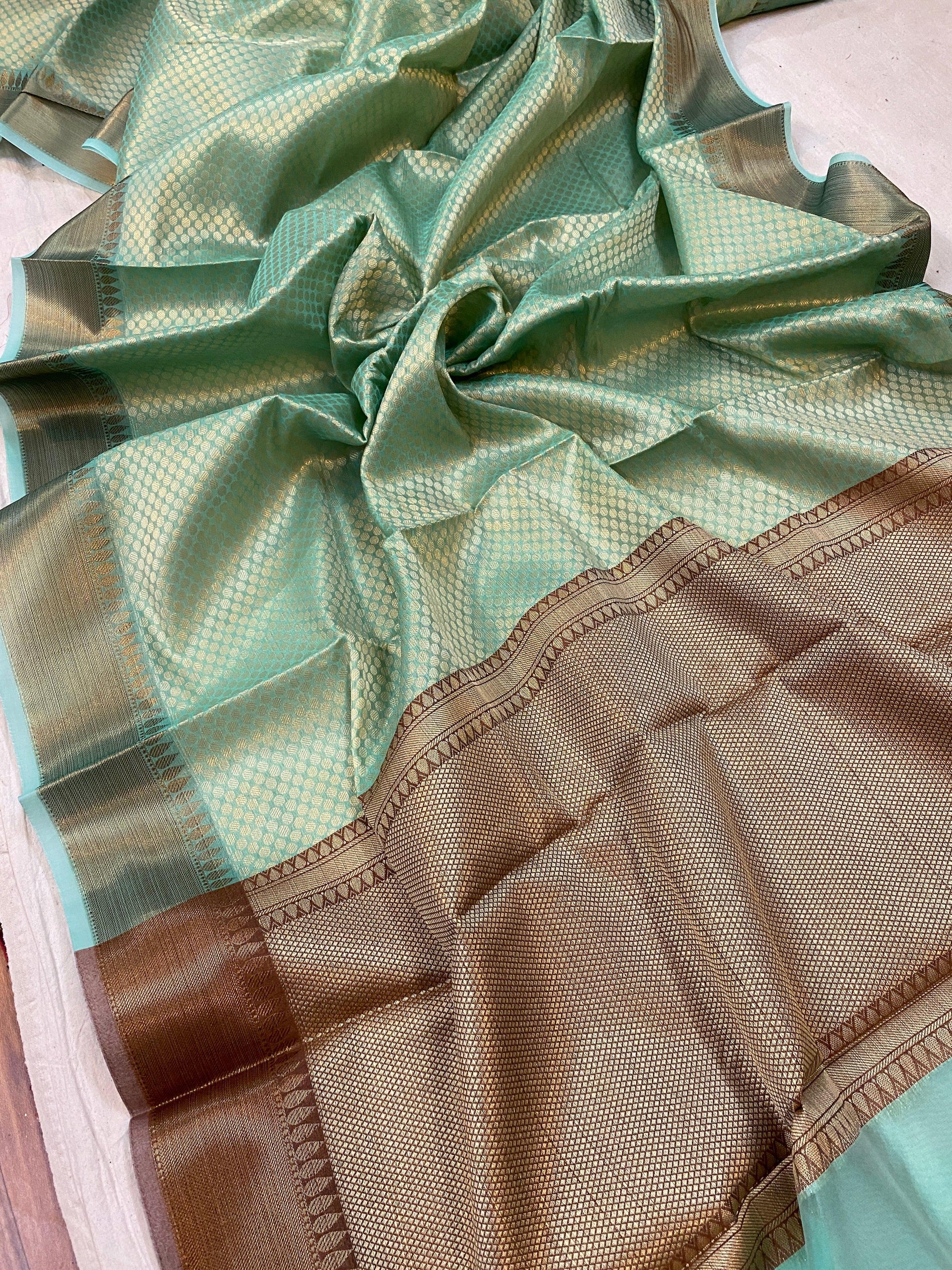 Creme Handloom Katan Soft Silk Banarasi Saree by Shades Of Benares - banarasi - banarasi saree shop