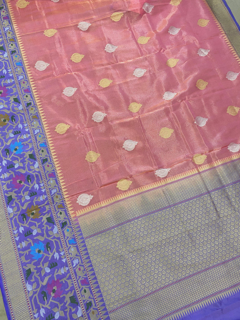 Baby Pink Pure Banarasi Katan Tissue Silk Handloom Saree by Shades Of Benares - banarasi - banarasi saree shop