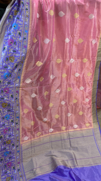 Baby Pink Pure Banarasi Katan Tissue Silk Handloom Saree by Shades Of Benares - banarasi - banarasi saree shop