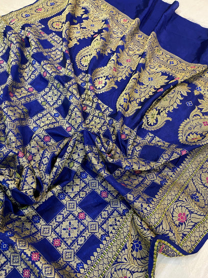 Blue Banarasi Katan Soft Silk Handloom Saree by Shades Of Benares - banarasi - banarasi saree shop