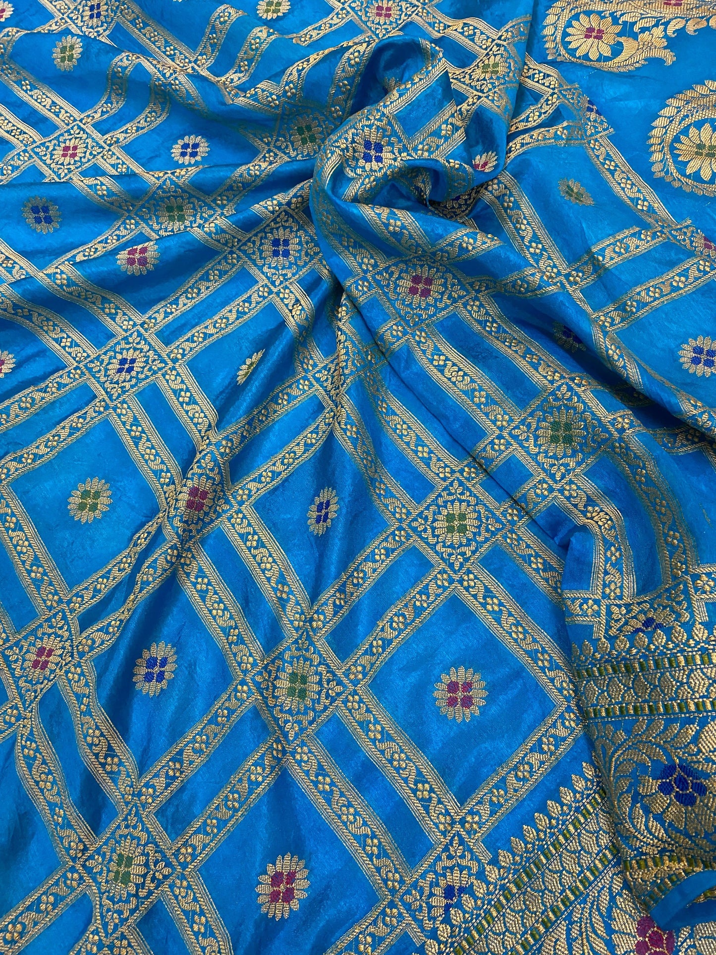 Blue Banarasi Katan Soft Silk Handloom Saree by Shades Of Benares - banarasi - banarasi saree shop