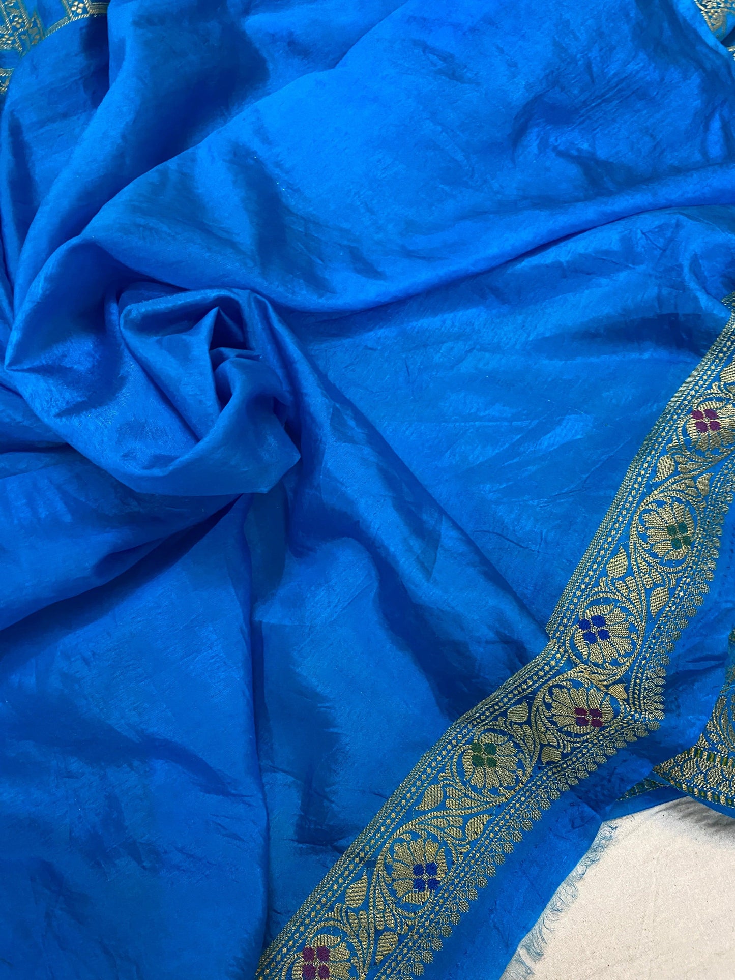 Blue Banarasi Katan Soft Silk Handloom Saree by Shades Of Benares - banarasi - banarasi saree shop