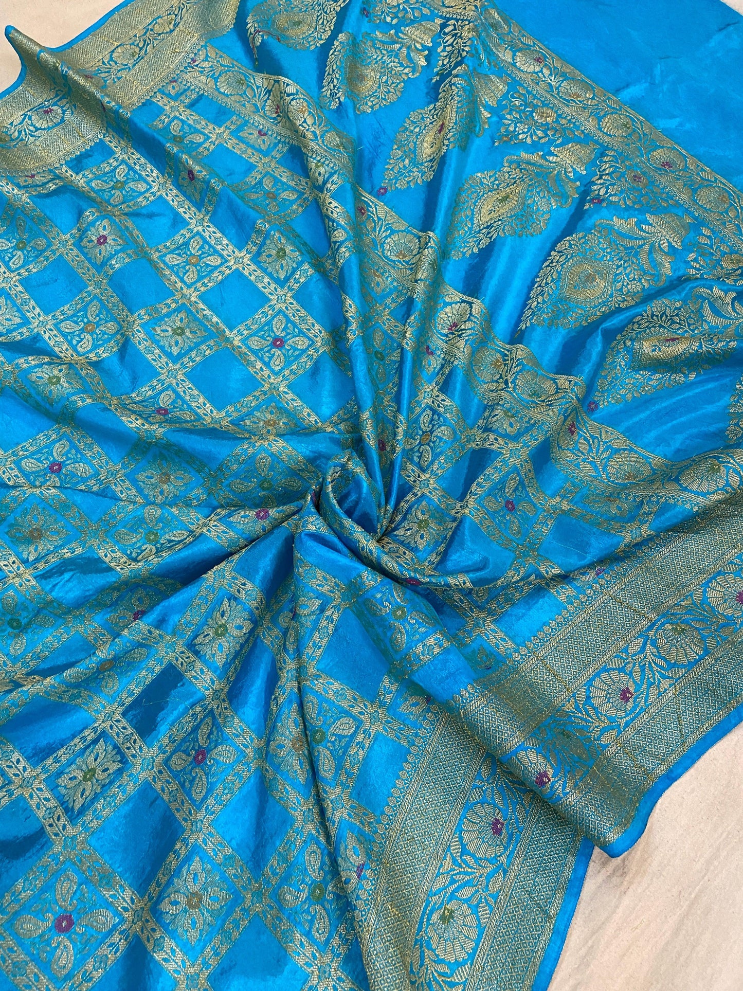 Blue Banarasi Katan Soft Silk Handloom Saree by Shades Of Benares - banarasi - banarasi saree shop