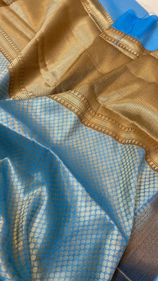 Blue Handloom Katan Soft Silk Banarasi Saree by Shades Of Benares - banarasi - banarasi saree shop