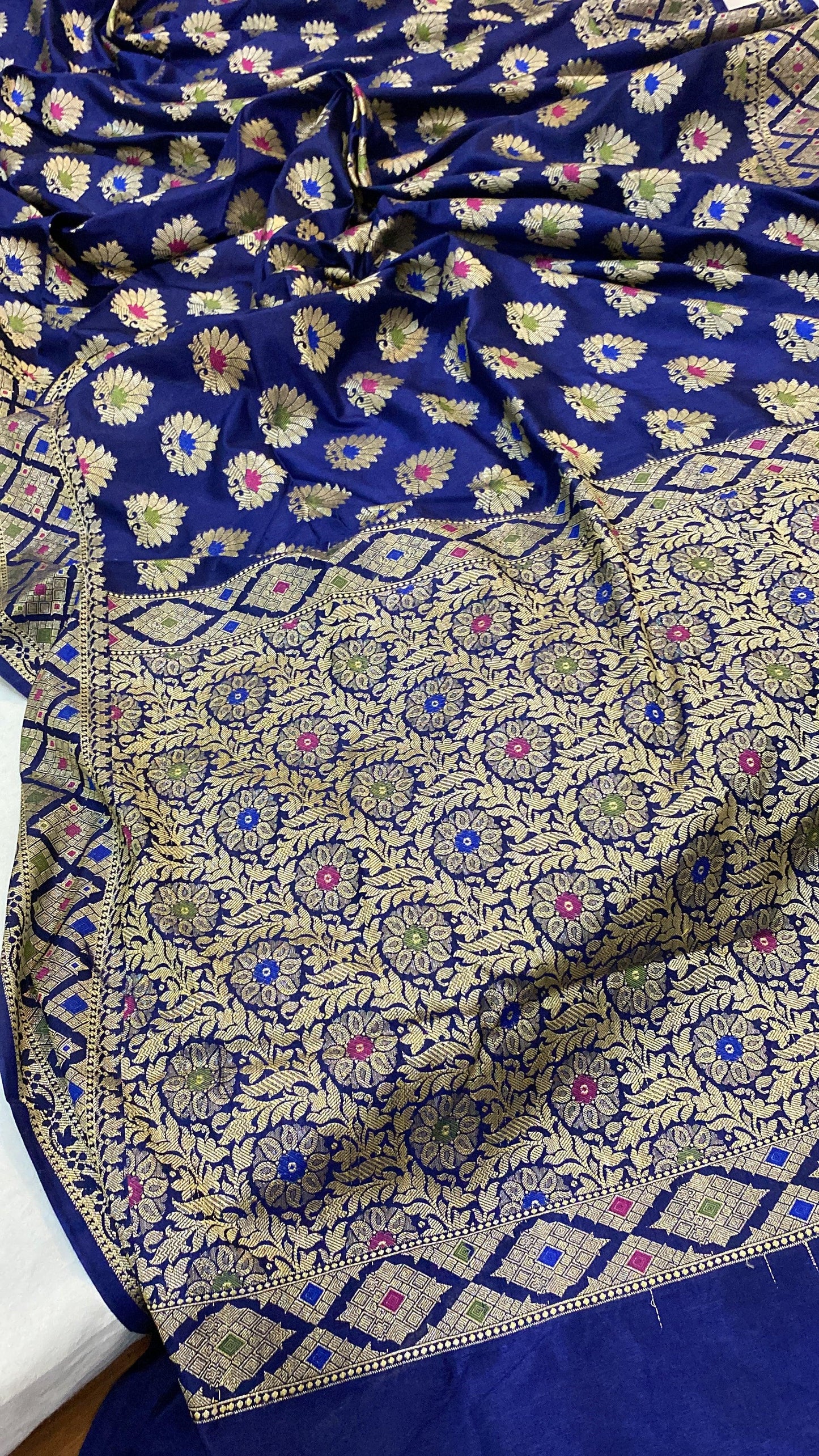 Blue Katan Soft Silk Handloom Banarasi Saree by Shades Of Benares - banarasi - banarasi saree shop