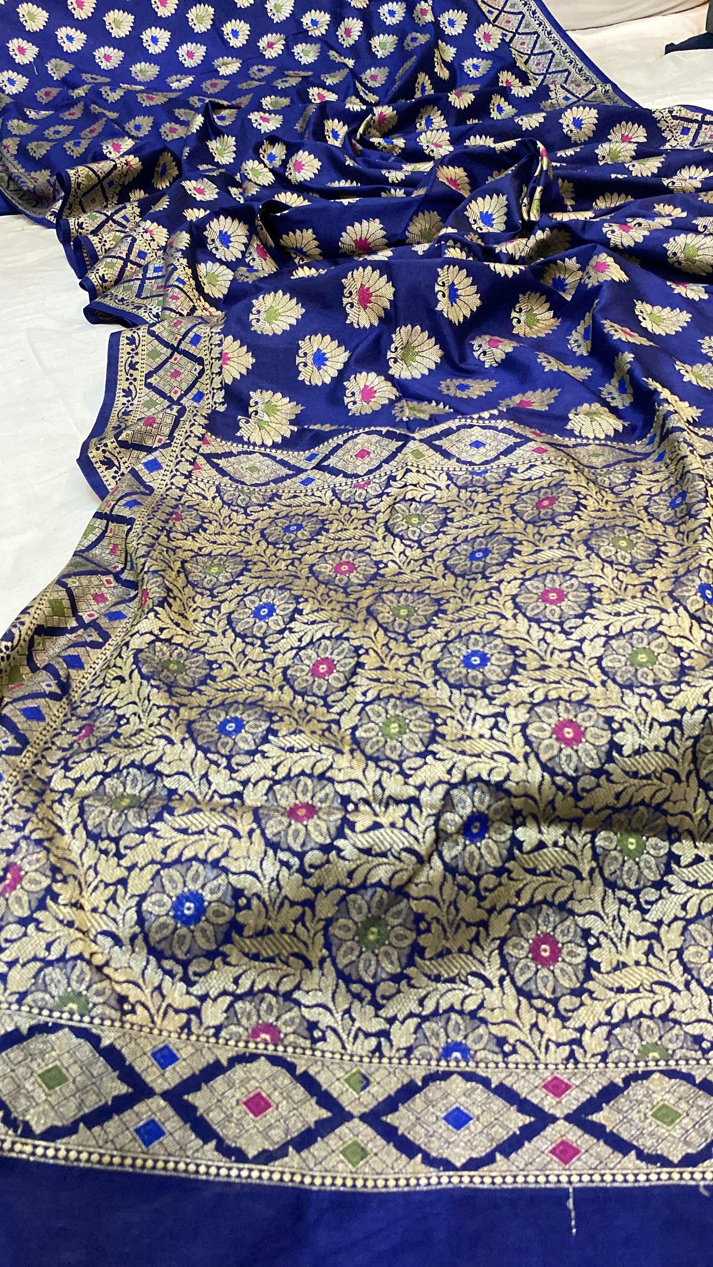 Blue Katan Soft Silk Handloom Banarasi Saree by Shades Of Benares - banarasi - banarasi saree shop