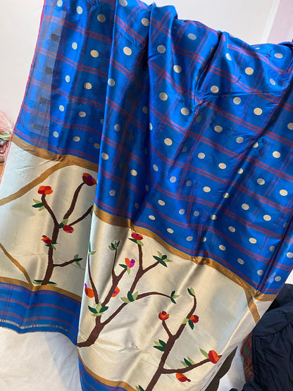 Blue Pure Banarasi Katan Silk Handloom SareeAJ01AO by Shades Of Benares - banarasi - banarasi saree shop