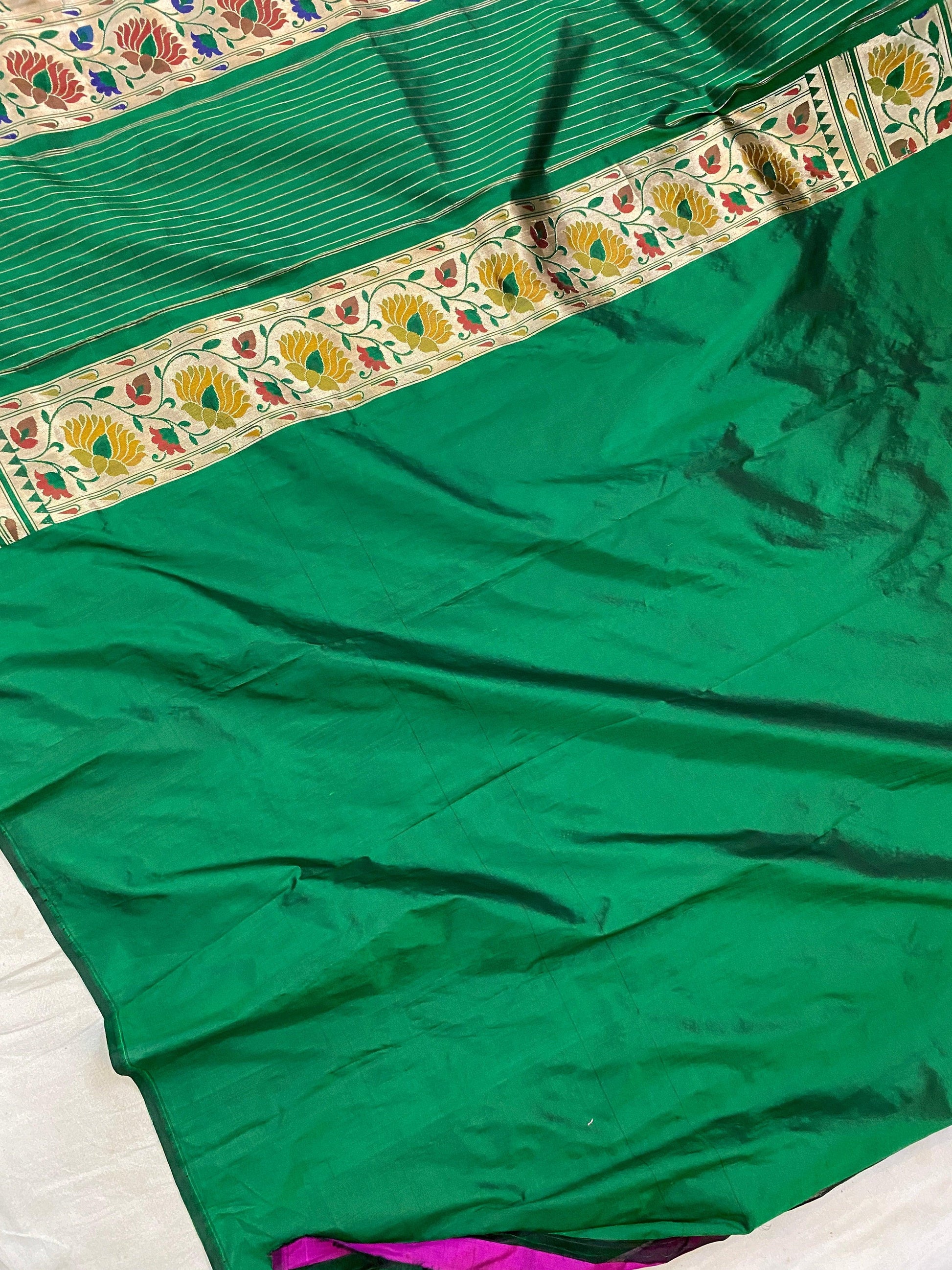 Bottle Green Pure Banarasi Katan Silk Handloom Saree by Shades Of Benares - banarasi - banarasi saree shop