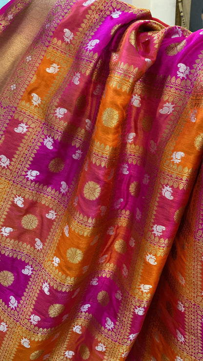 Bright Rangkaat Pure Banarasi Katan Silk Handloom Saree by Shades Of Benares - banarasi - banarasi saree shop