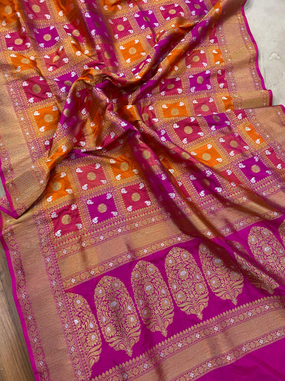 Bright Rangkaat Pure Banarasi Katan Silk Handloom Saree by Shades Of Benares - banarasi - banarasi saree shop